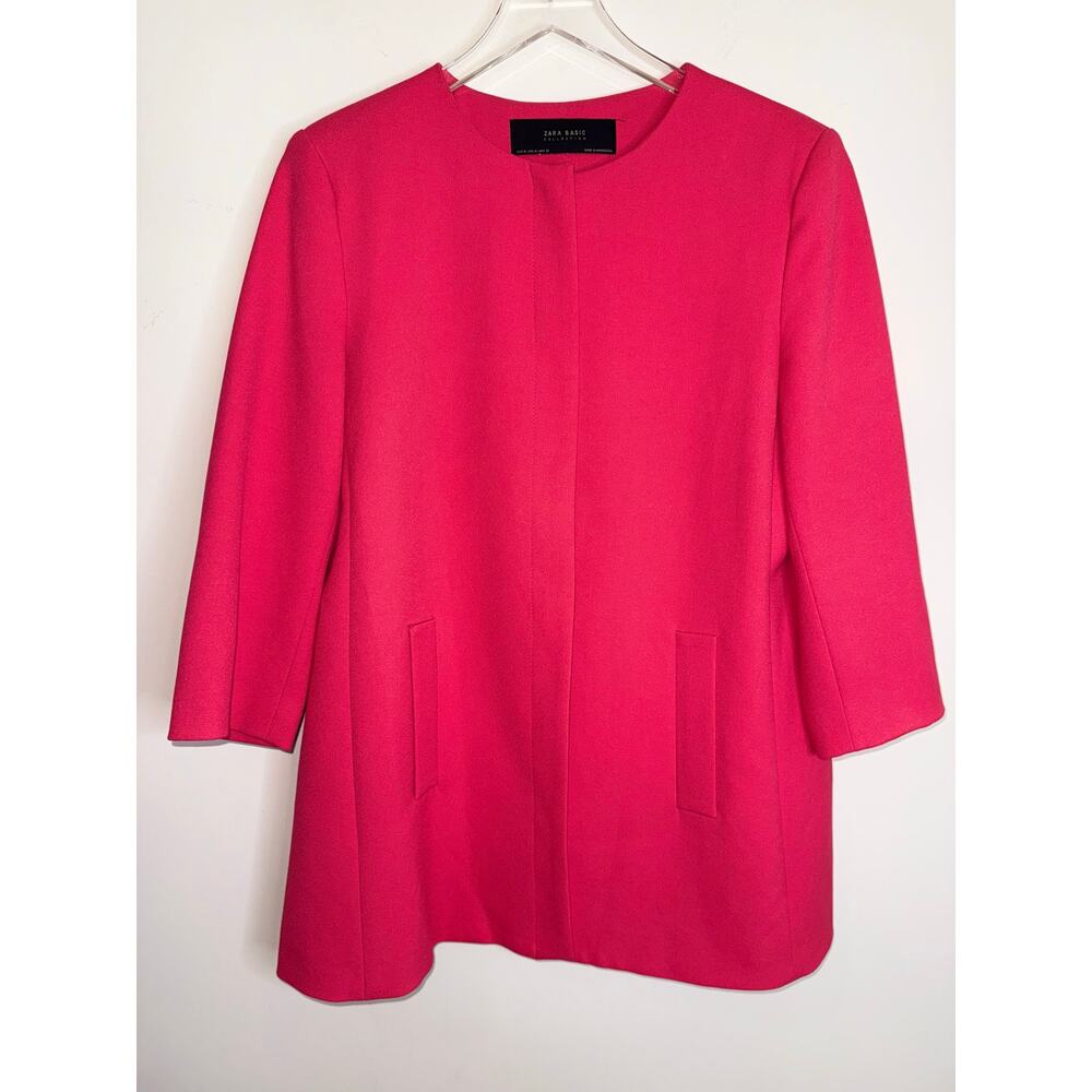 Zara Basic Hot Pink Swing Jacket / Cropped Blazer… - image 4